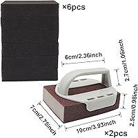 Vista 2 de 8 piezas de ladrillos de limpieza de ladrillos de limpieza de parrilla con 2 piezas de mango superior plano para eliminar manchas al aire libre