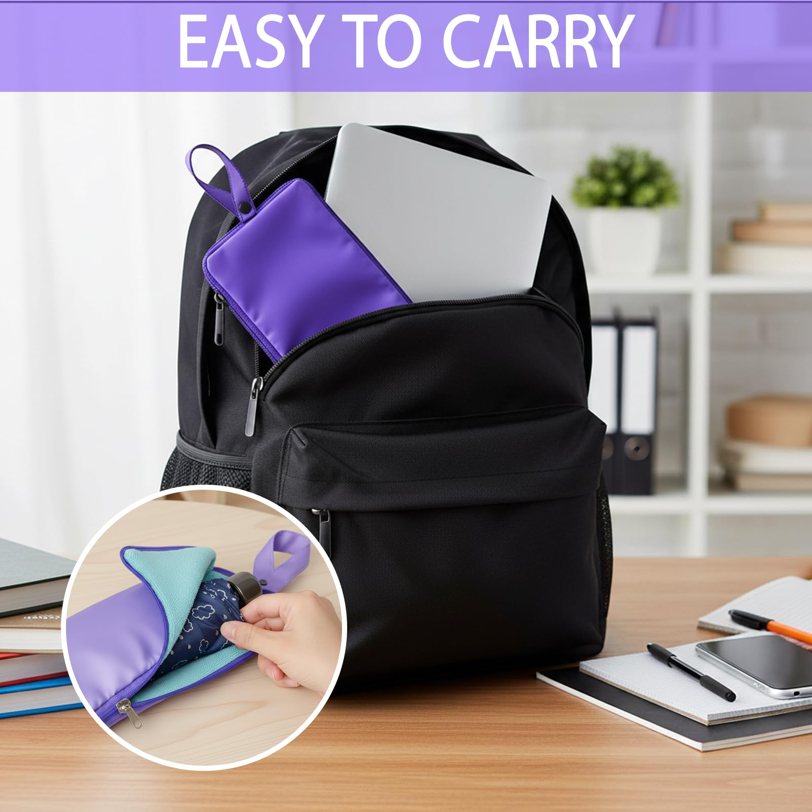 SurPse 2 Pcs 11x5 Inch Waterproof Oxford Cloth Umbrella Sleeves with Handles, Wet Bag and Wet Umbrella Bags - Image 4