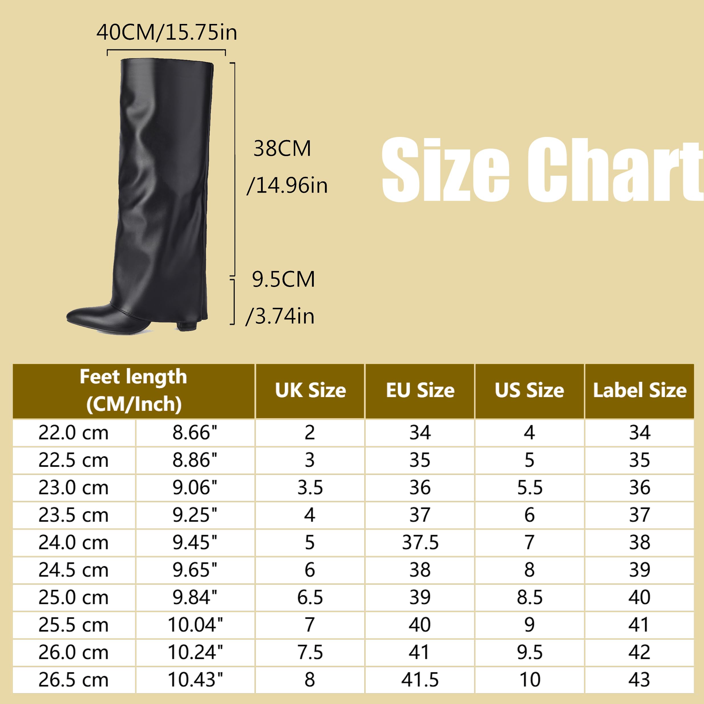 Fold Over Stivali Knee High per donne Alto Tacco Chunky