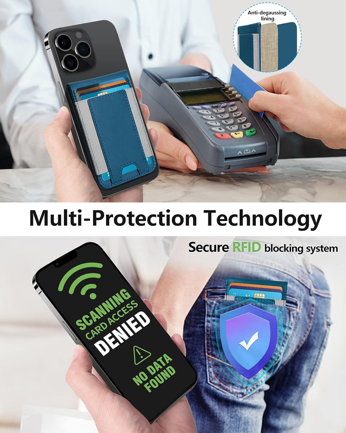 ExtreLife 2-in-1 Magsafe Wallet, Open ID Window, Magnetic Wallet for iPhone 17/16/15/14 Pro Max/14 Pro/14/14 Plus/13/12 Series,Adjustable Stand, 9 Cards Holder, Vegan Leather, Blue - Image 5