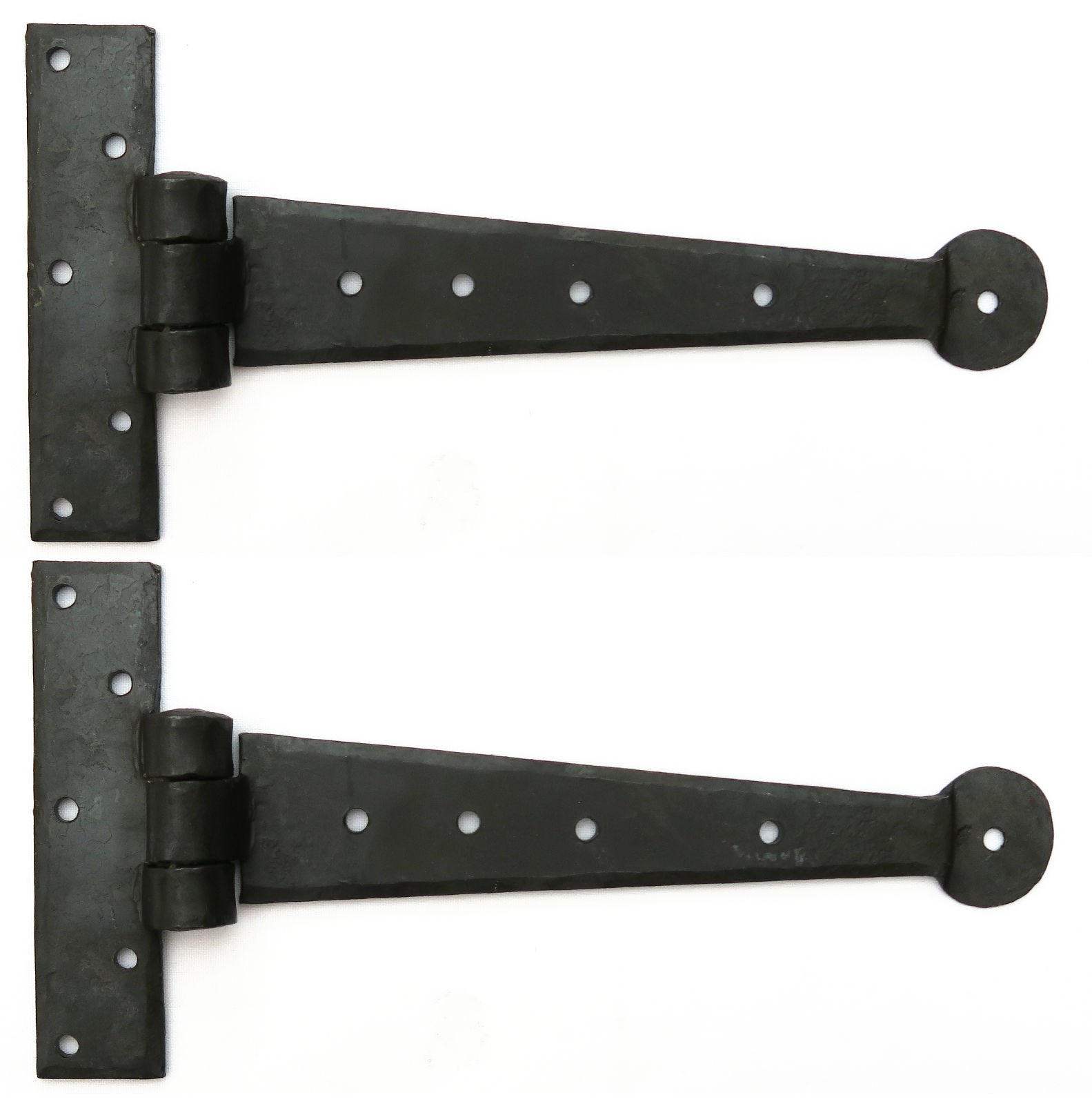 Castelion Black Castelion® Pair Of 9" (23Cm) Wrought Iron T Hinges | Strong, Hand-Forged Hinges With Beeswax Finish | Perfect For Traditional Or Rustic Homes