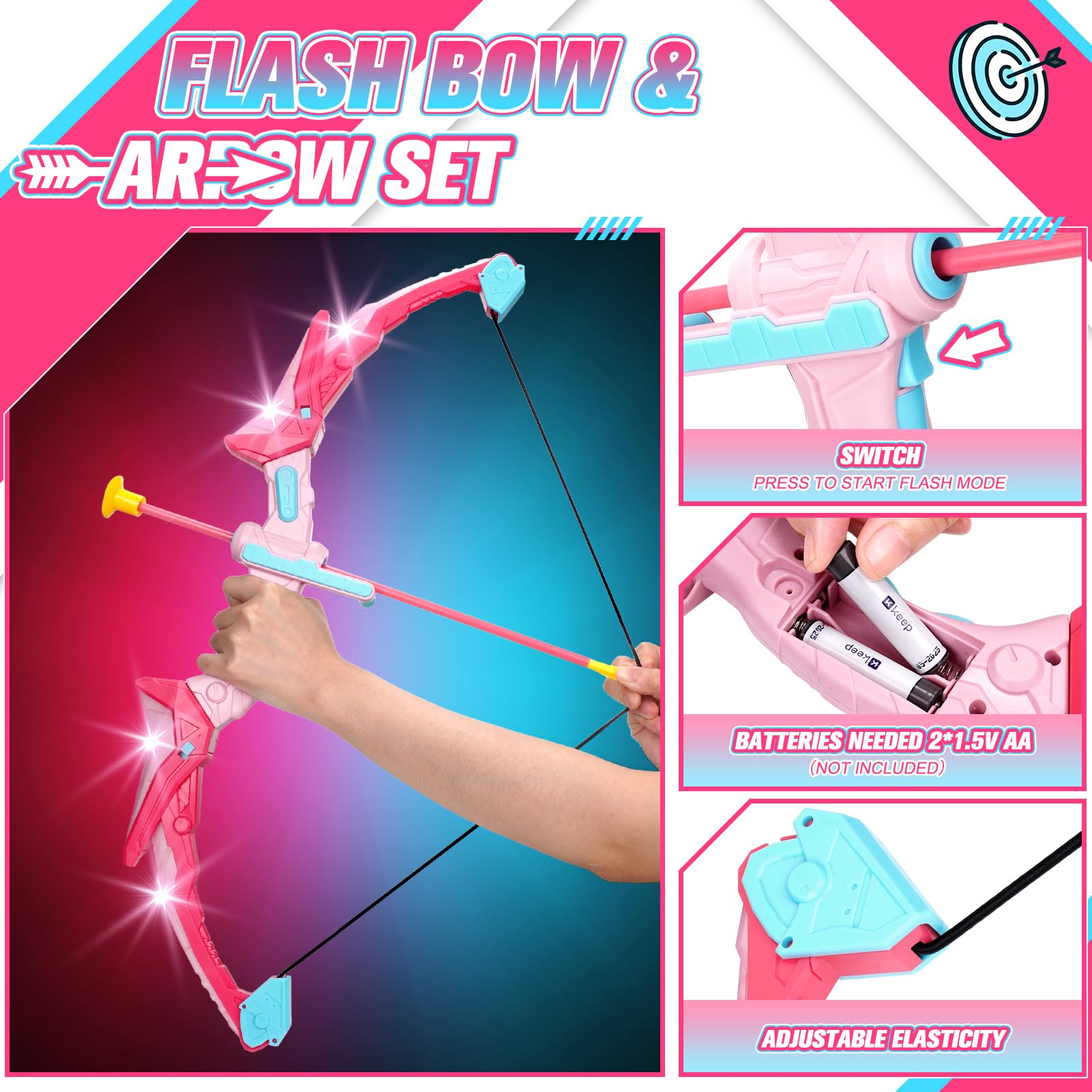 EUCOCO Flèche et Arc pour Enfants, Jouet Cadeau Garçon 6-10 Ans