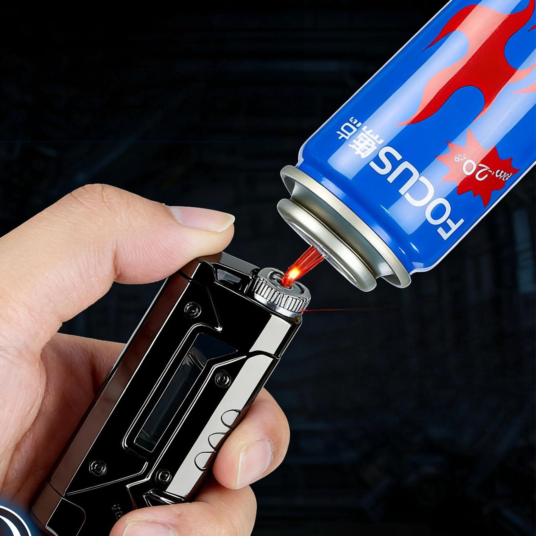 Mechero de metal resistente al viento, llama de chorro ajustable, recargable con combustible visible, perfecto para uso en exteriores por hombres y mujeres