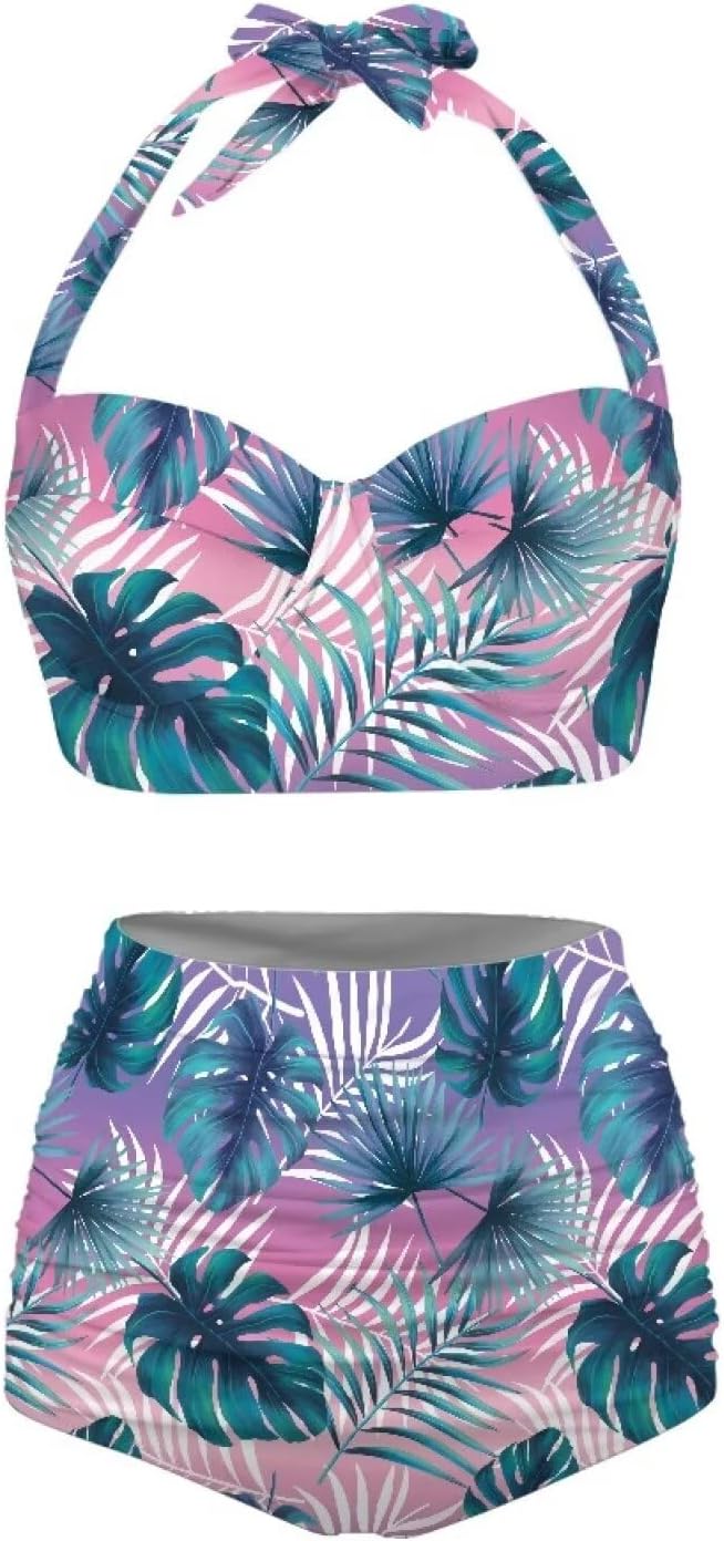 TOADDITDO Bikinis for Women Two Piece Swimsuit Tummy Control High Waisted Bathing Suit