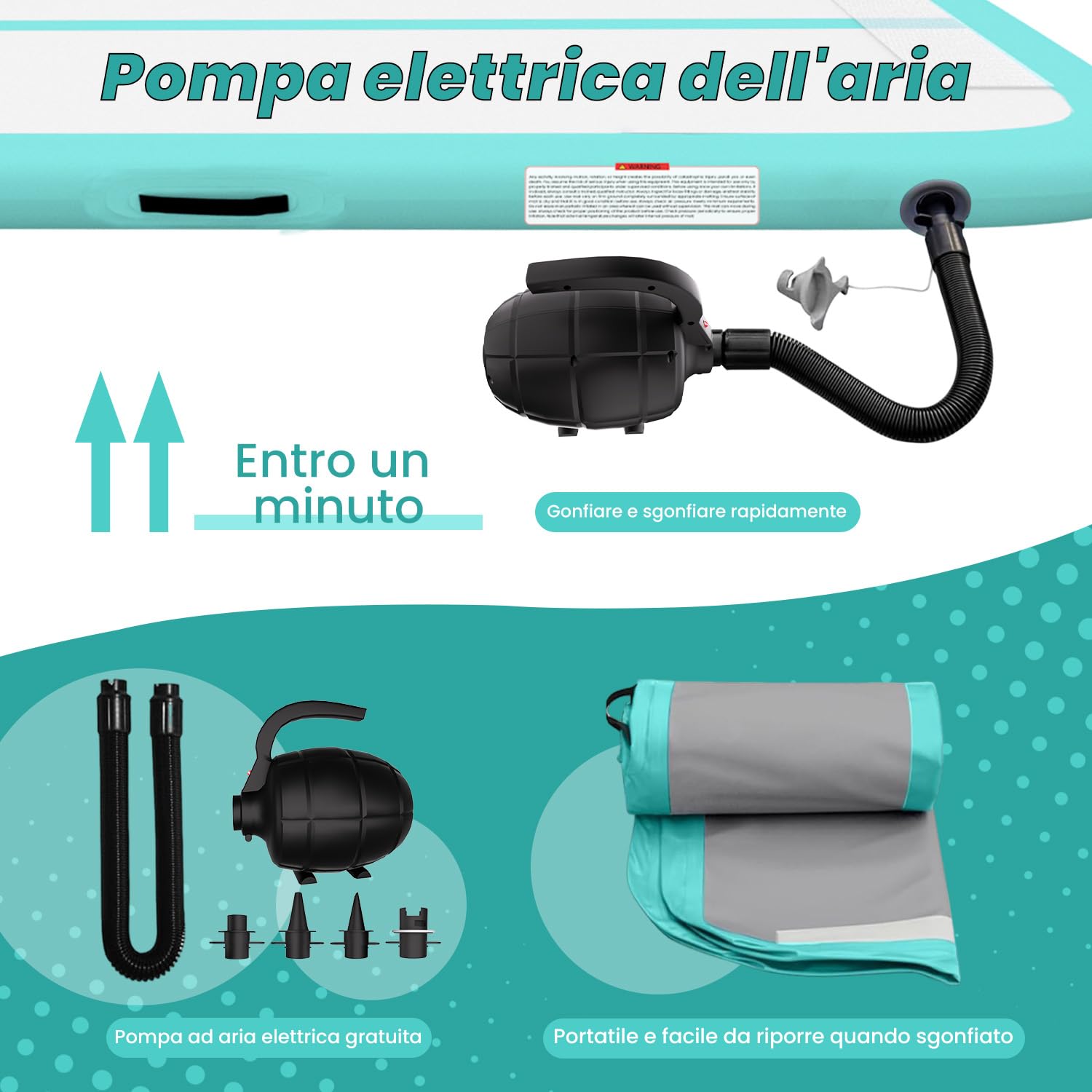 RISINGUKST Air Track Ginnastica Artistica 10/20cm Spessore, 3/4/5/6m materassino palestra con Pompa Elettrica per Casa