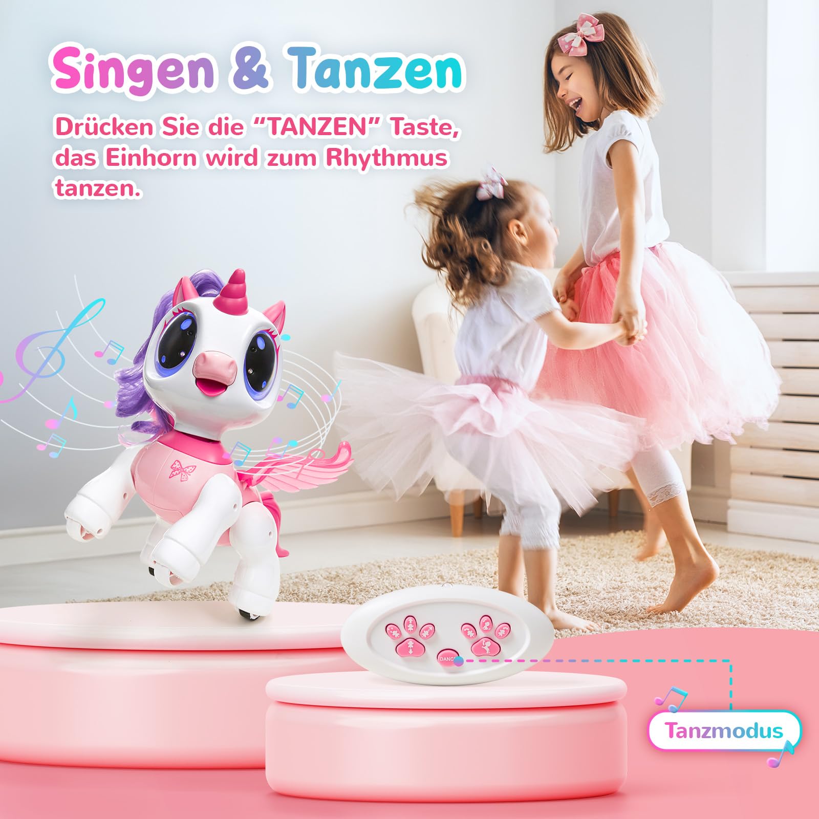 SGILE Roboter Kinder, Einhorn Geschenke für Mädchen, Ferngesteuertes Einhorn Spielzeug mit LED-Augen und Musik, Programmierbarer RC Roboter mit Gestensteuerung für Kinder Geburtstag 3 4 5 6 7 8 Jahre