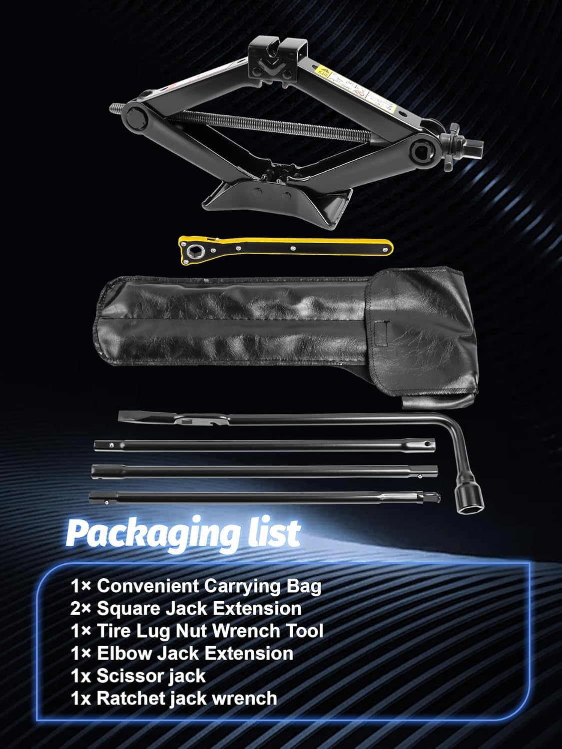 Spare Tire Jack Kit with 2.5 Ton Heavy Duty Scissor Jack, Spare Tire Jack Handle and Spare Tire Lug Wrench, fits 1999-2019 Silverado, Sierra, etc. Replace 22969377 20782708