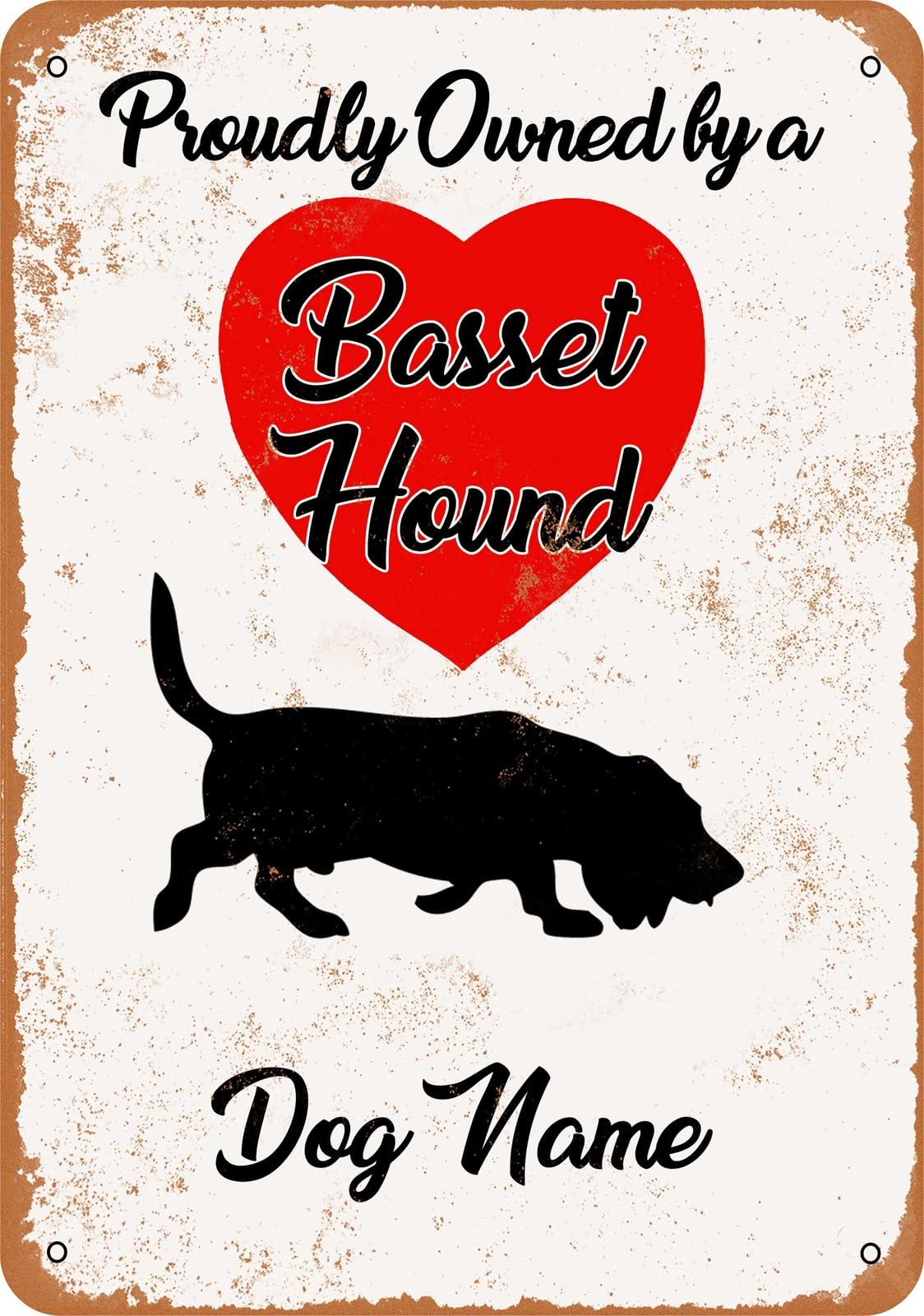 Miaomansenstore Metal Sign - Custom Dog Name - Basset Hound 3 - Vintage Look Home Decor