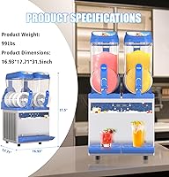 Vista 6 de Máquina comercial de granizado - 1000 W 30L Tanques Slush Maker Machine 304 Acero inoxidable Comercial Margarita Máquinas Enfriamiento eficiente