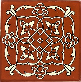 Box of 90-4¼ x 4¼ Terra Cotta Oriental - Talavera Mexican Ceramic Tiles