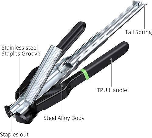 Miniatura 2 de Proster C7 Hog Ring Gun Alicates de anillo de cerdo Alicates de alimentación automática para valla + 2500 grapas de acero galvanizado Clip de anillo
