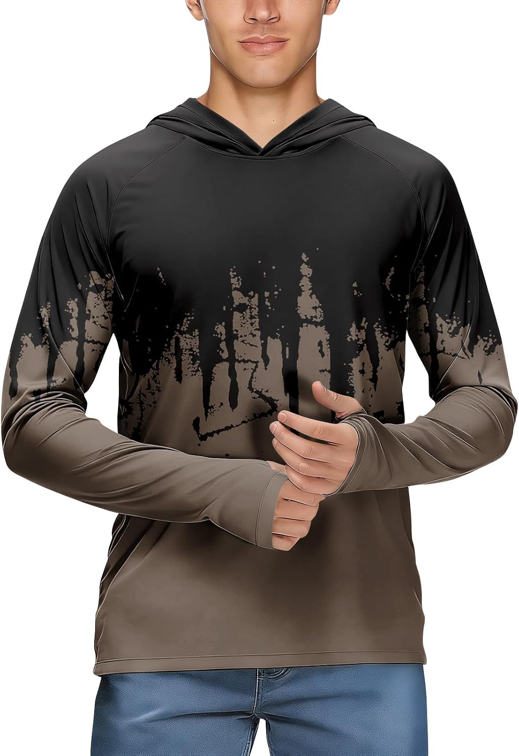Mens Quick Dry Hiking Shirts with Mask UPF 50+ Breathable Hoodies Uv Rash Guard Fishing Shirt Sun Protection Blouse