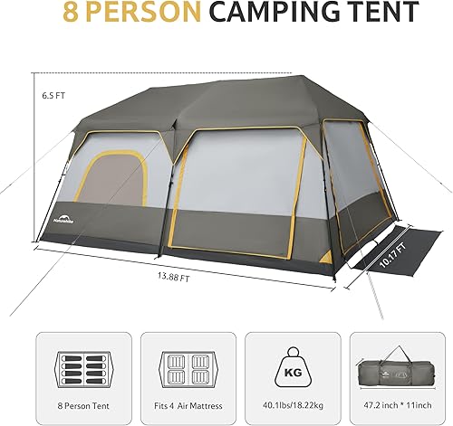 Miniatura 2 de Naturehike Cape - Tienda de campaña para 468 personas, tienda de campaña instantánea de fácil instalación de los 60 segundos, impermeable, grande,