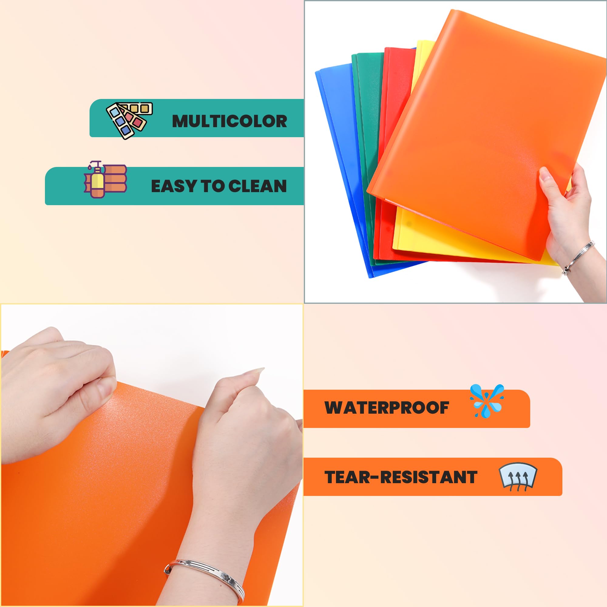 GNL Carpetas de plástico con bolsillos y puntas, paquete de 5, carpetas de archivos de 2 bolsillos resistentes de colores, tamaño carta, carpetas con puntas para la escuela, el hogar y la oficina