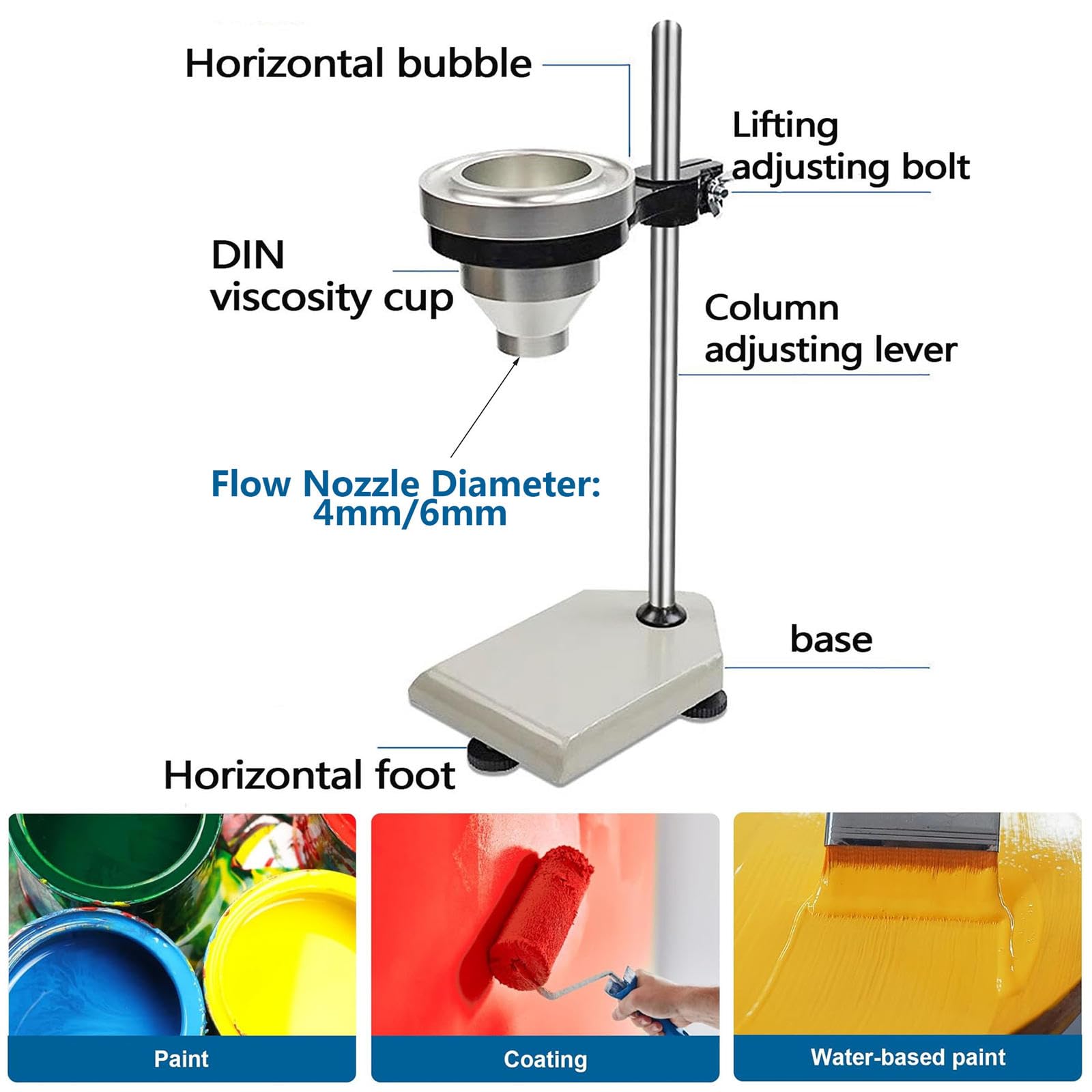 Gobelet de test de viscosité liquide, débitmètre pour une mesure précise de la peinture, du vernis, de la laque et des encres – essentiel pour le contrôle de la qualité