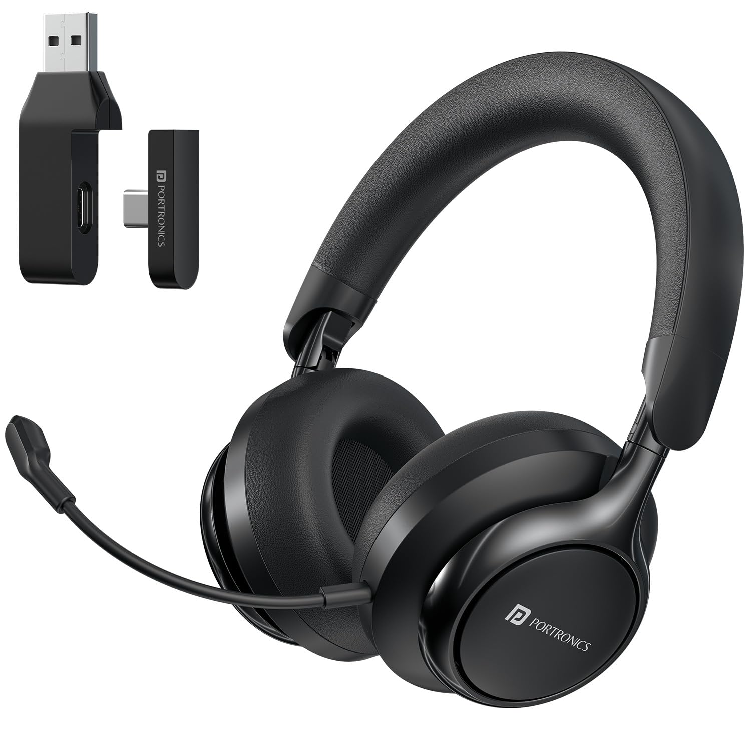 Portronics Muffs M7 Over Ear Headphone with USB-A & Type C 2.4Ghz Receiver, Detachable Boom Mic, Upto 50 Hours Playtime, Deep Bass, Bluetooth V5.4, 40mm Dynamics Driver, Type C Fast Charging(Black)-picture-44