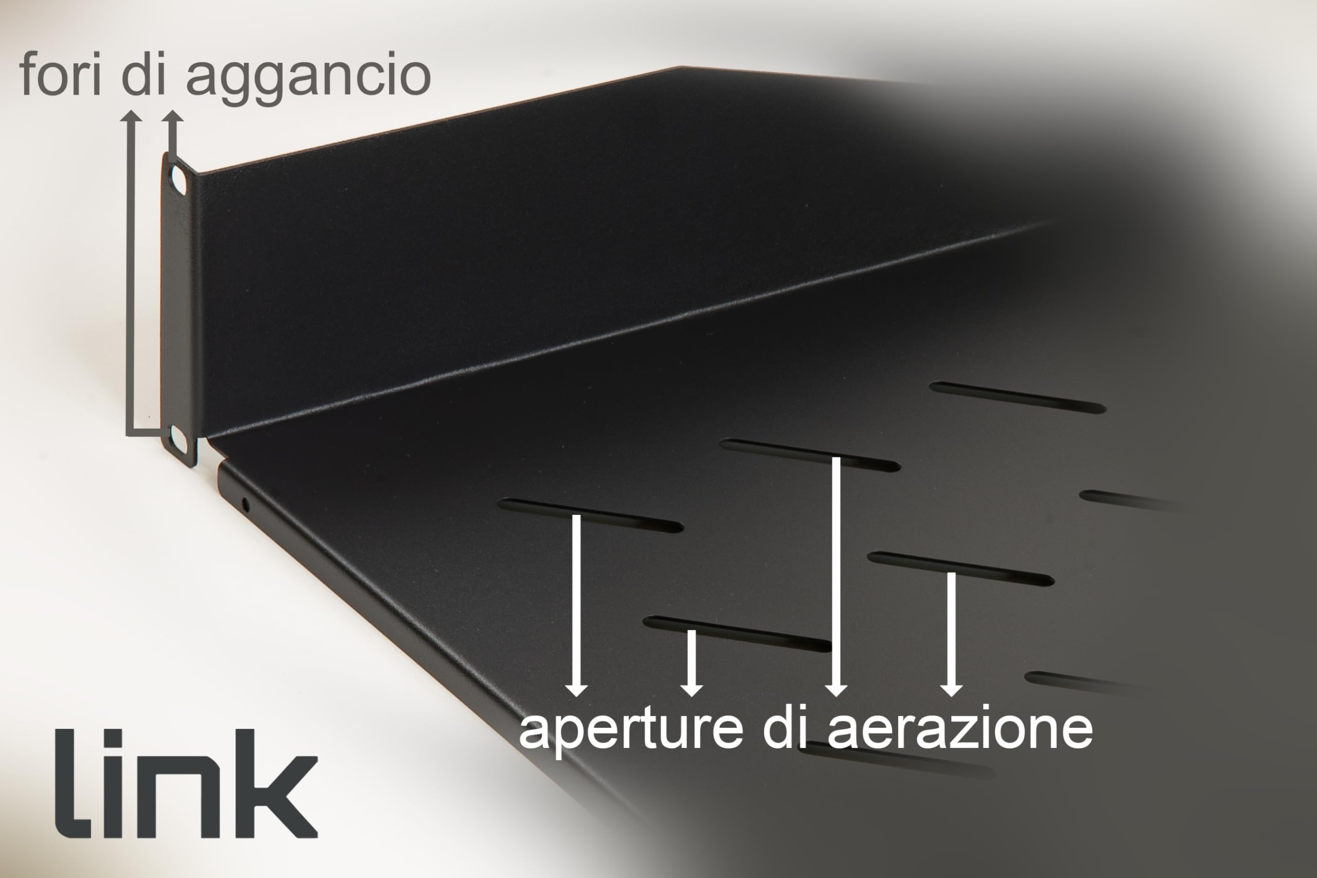 LINK LKRIP350N2U Ripiano per Armadio 19" 2U Profondità 350 mm, Nero