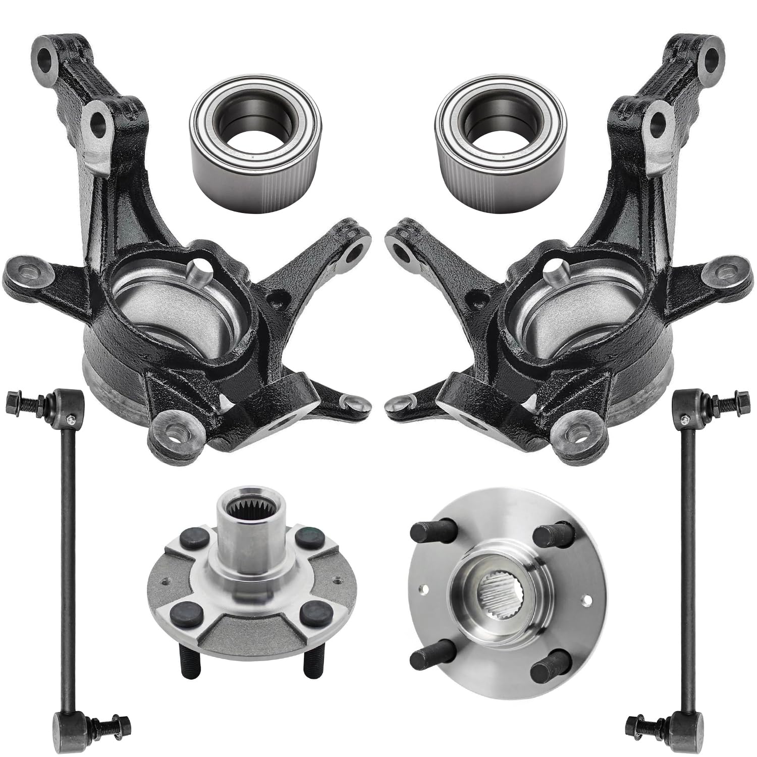 Detroit Axle - 8pc Front Loaded Knuckles Kit for 2014 2015 2016 2017