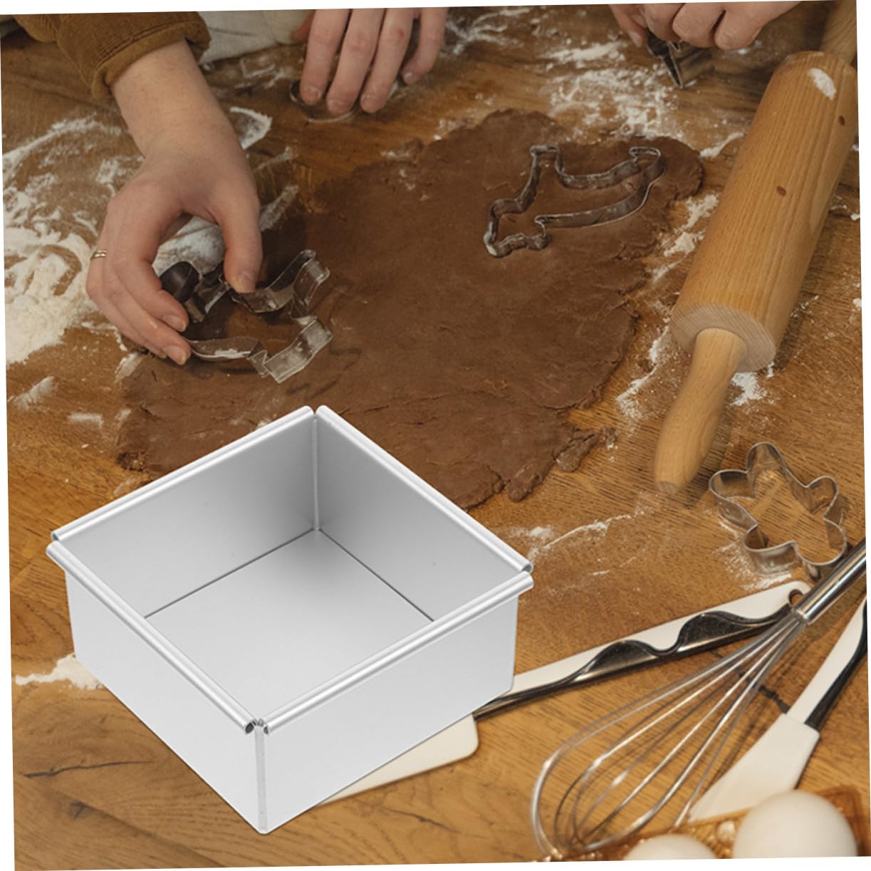 Molde Cuadrado para Bizcocho de Aleación de Aluminio con Fondo Desmontable Antiadherente Fácil Desmoldar para Repostería y Tartas Caseras