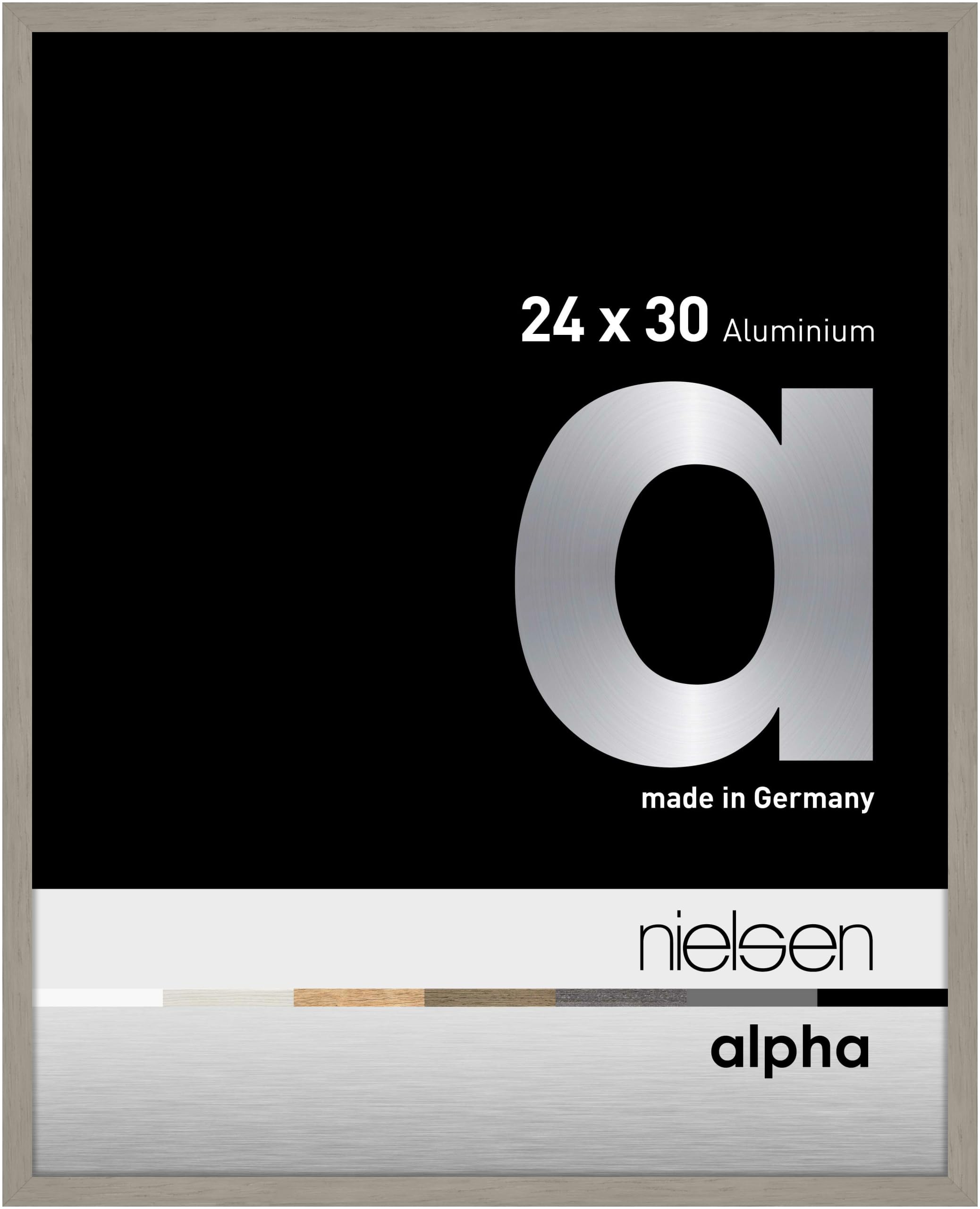 nielsen Alpha Light Grey Aluminium Picture Frame - 24x30cm - with Float Glass and Easy Push-Turn Clips - For Photos and Art