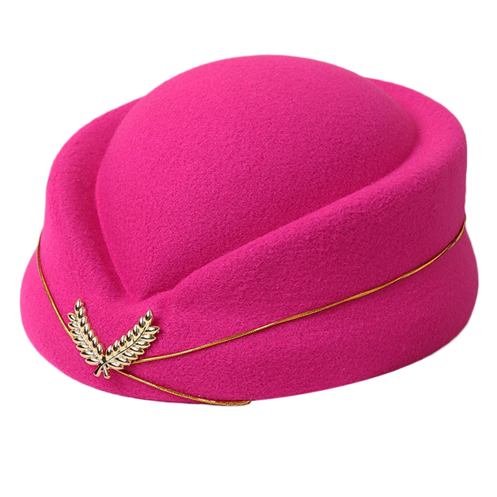 ZEPFJHE Stewardess Hat Formal Uniform Caps Accessory Party, Rose Red