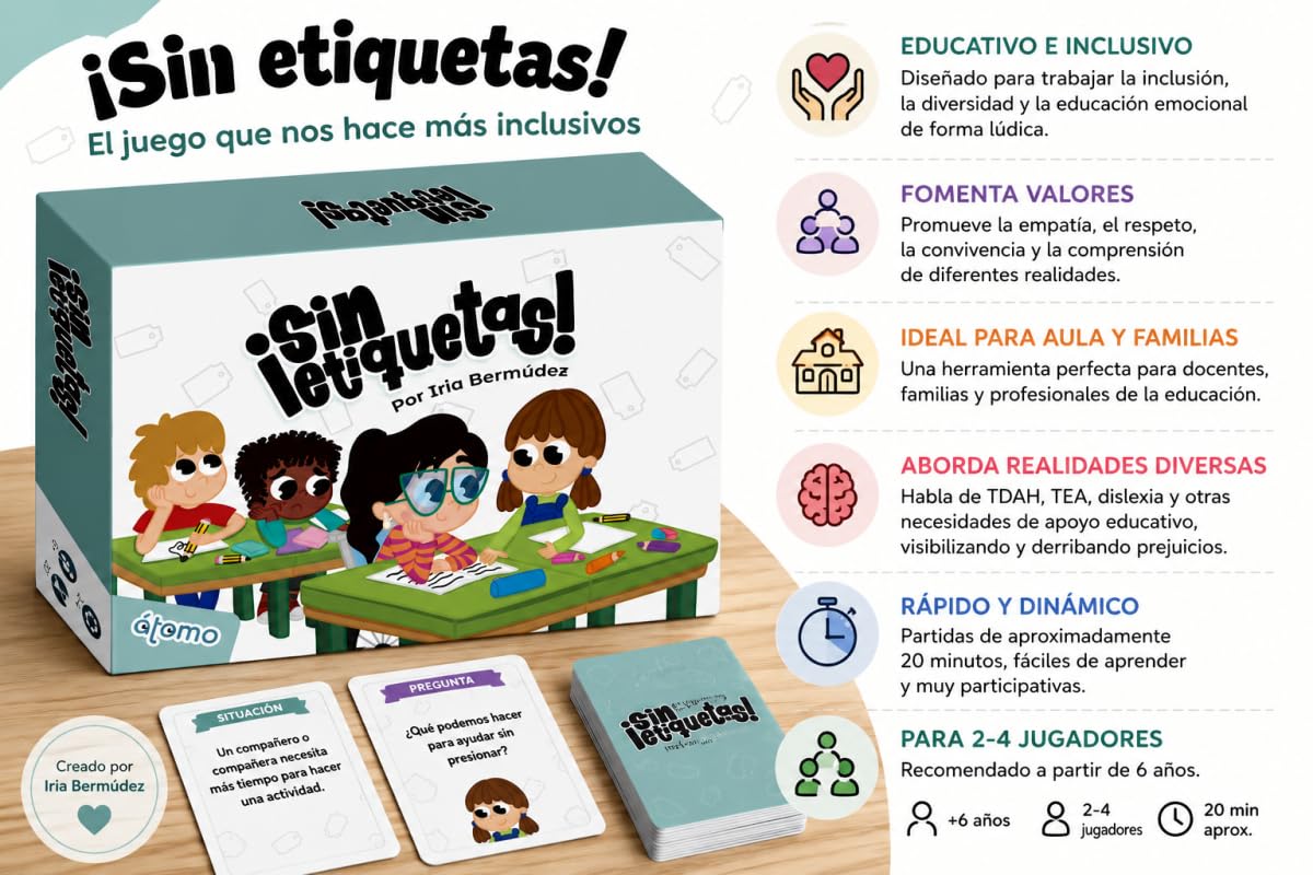 ¡Sin Etiquetas! – Juego De Mesa Educativo Sobre Inclusión Y Diversidad Para Niños +6 Años, 2-4 Jugadores, Ideal Para Aula Y Familia