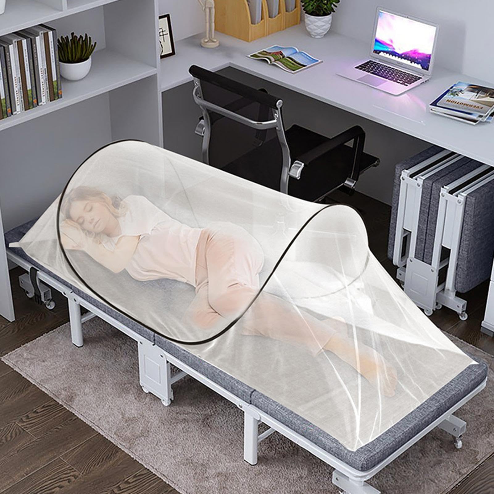 Zanzariera Pieghevole 200x80x56cm Per Letto Singolo, Campeggio, Portatile, Da Viaggio Leggera, Rete Antimosche Per Sacco A Pelo Ultraleggero