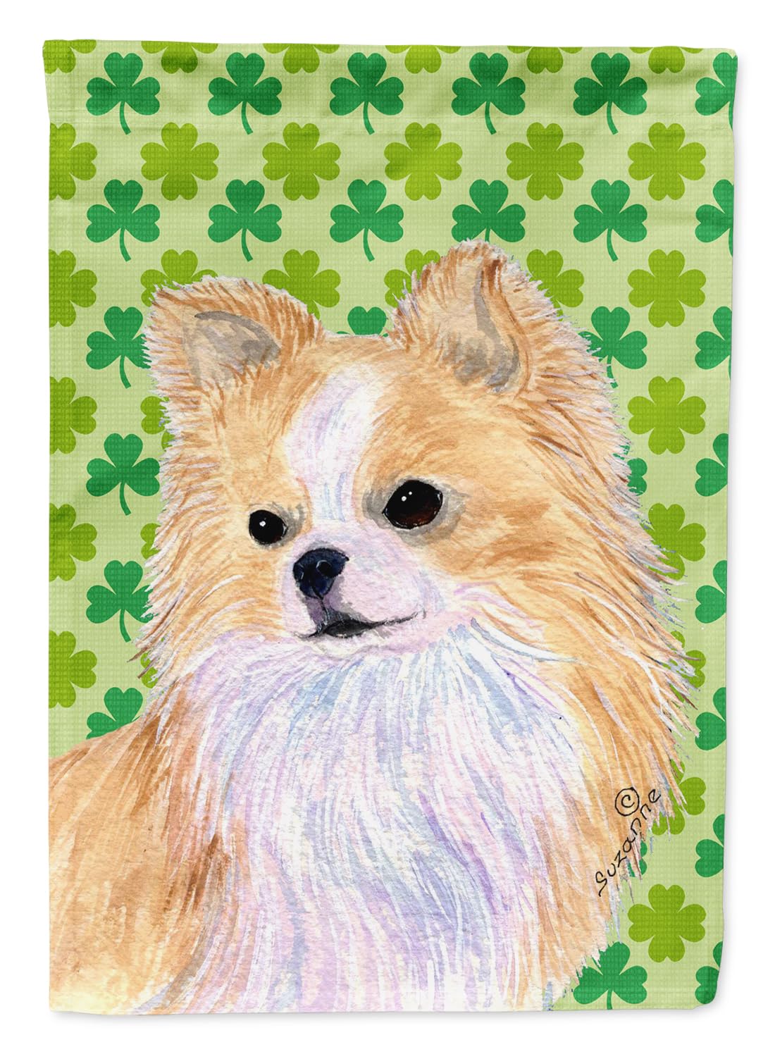 Chihuahua drapeau de jardin résistant aux UV pour décoration Saint Patrick