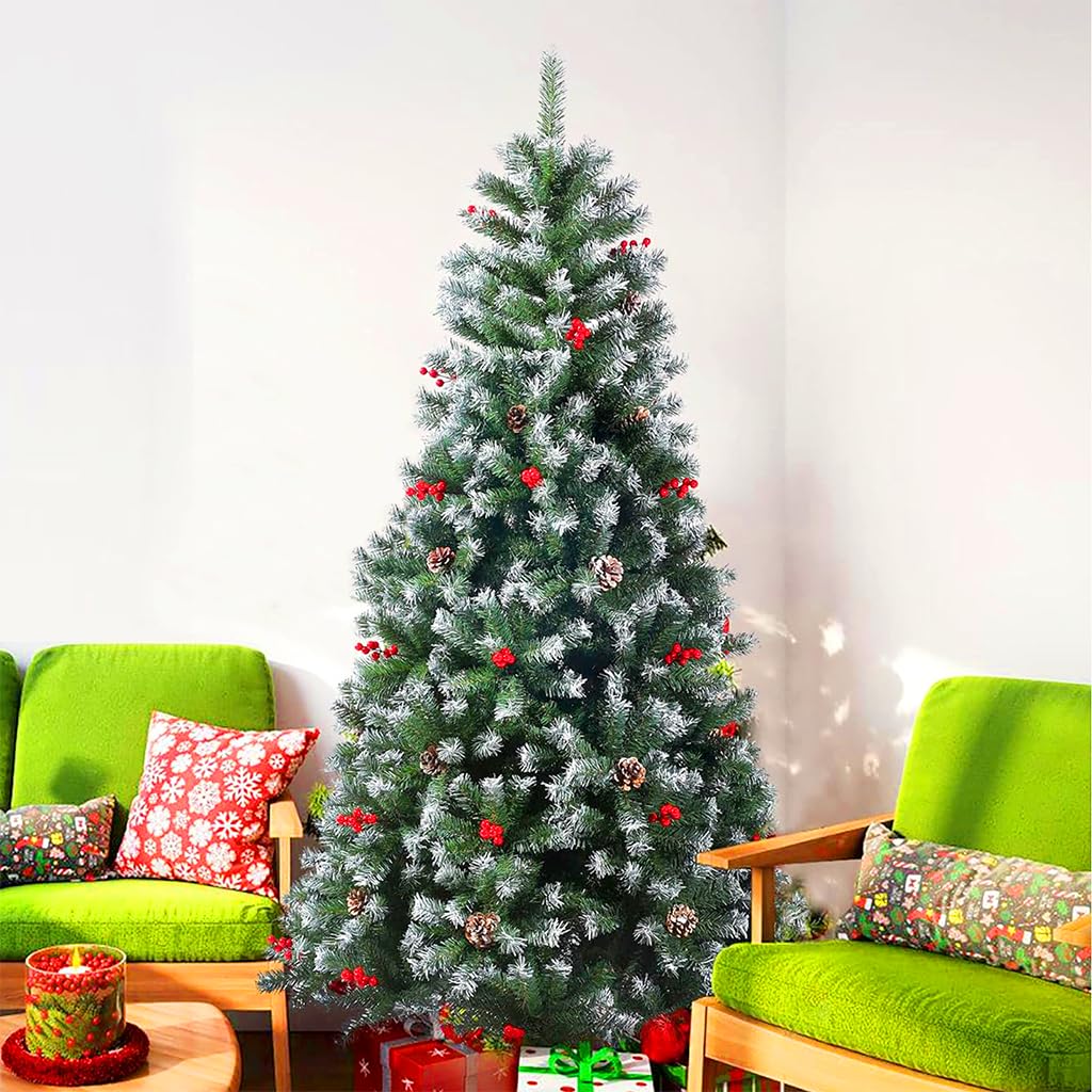 150cm Flocked Christmas Tree - Realistic & Festive -8 150cm Flocked Christmas Tree - Realistic & Festive -8
