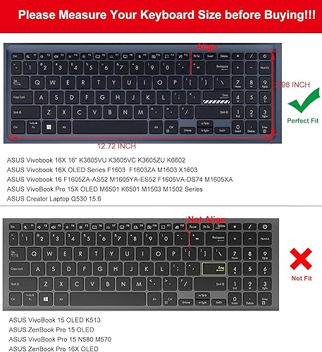 Miniatura 2 de 2 fundas de teclado para ASUS VivoBook 16X 16 F1603 M1603 X1603 M1605, VivoBook Pro 16X OLED K3605 K6602 N7601 TN3604, VivoBook 15 15.6 K3502 M3502