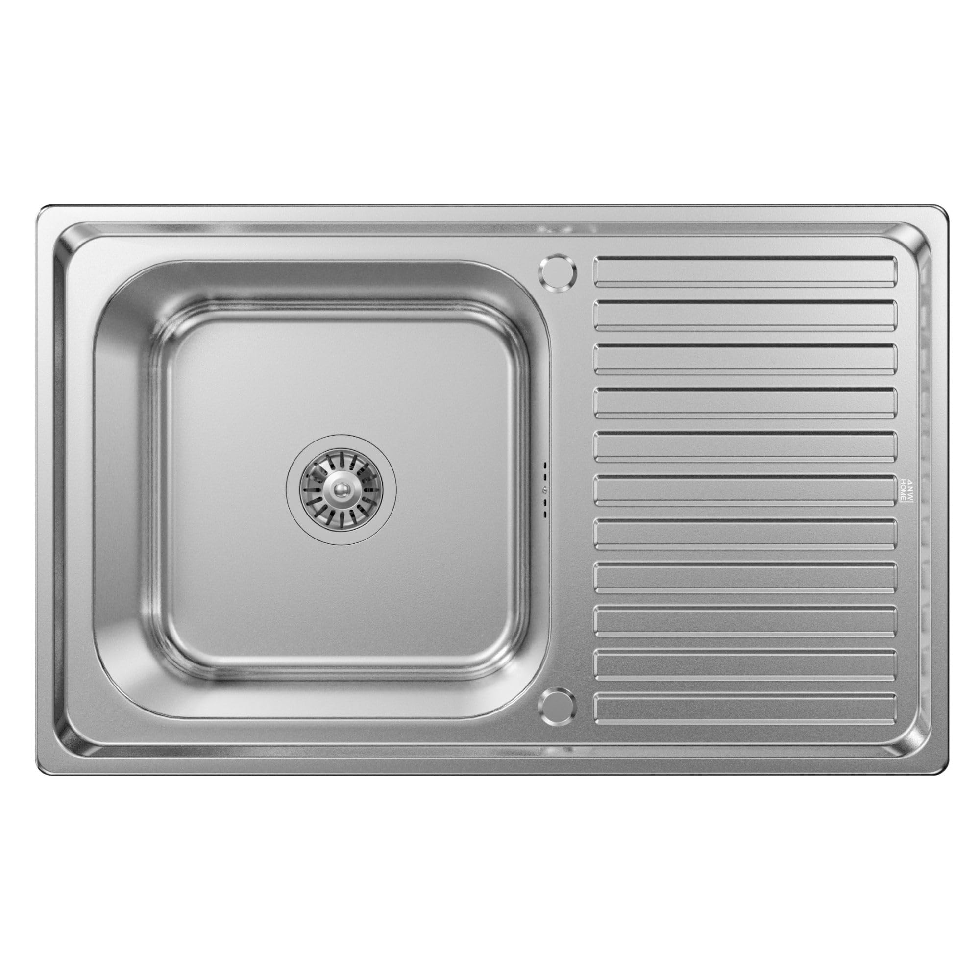ANW HOME Lavello Cucina 1 Vasca 80x50 cm, Acciaio Inox | Incasso, Finitura Satinata, Spessore 1 mm, Con Sifone
