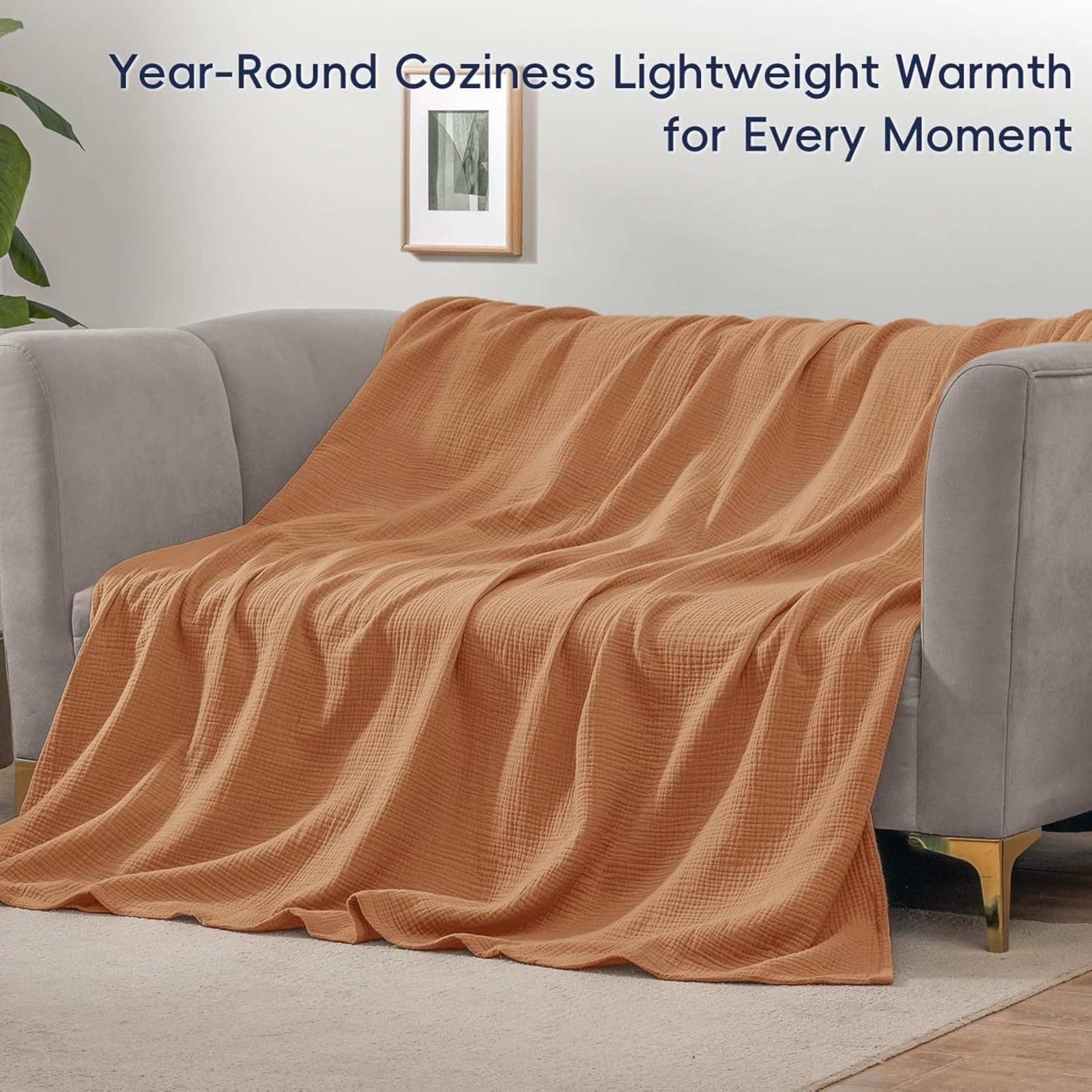 Musselin Decke, Sommer Musselin Decke, 100% Natürliche Musselindecke Leichte Sanfte, Muslin Blanket Erwachsene as Cuddly Blanket, Bed, Couch Throw