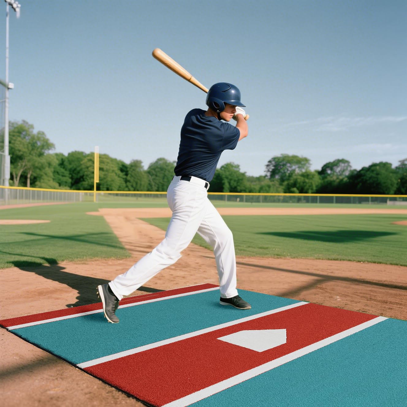 GSK Baseball Hitting Mat Red Blue 6x12 FT |3,8x10 FT Dual Color Turf Batting Practice Mats EVA Foam Non-Slip Backing Roll-Up Indoor Training Softball Coach Teaching Swing