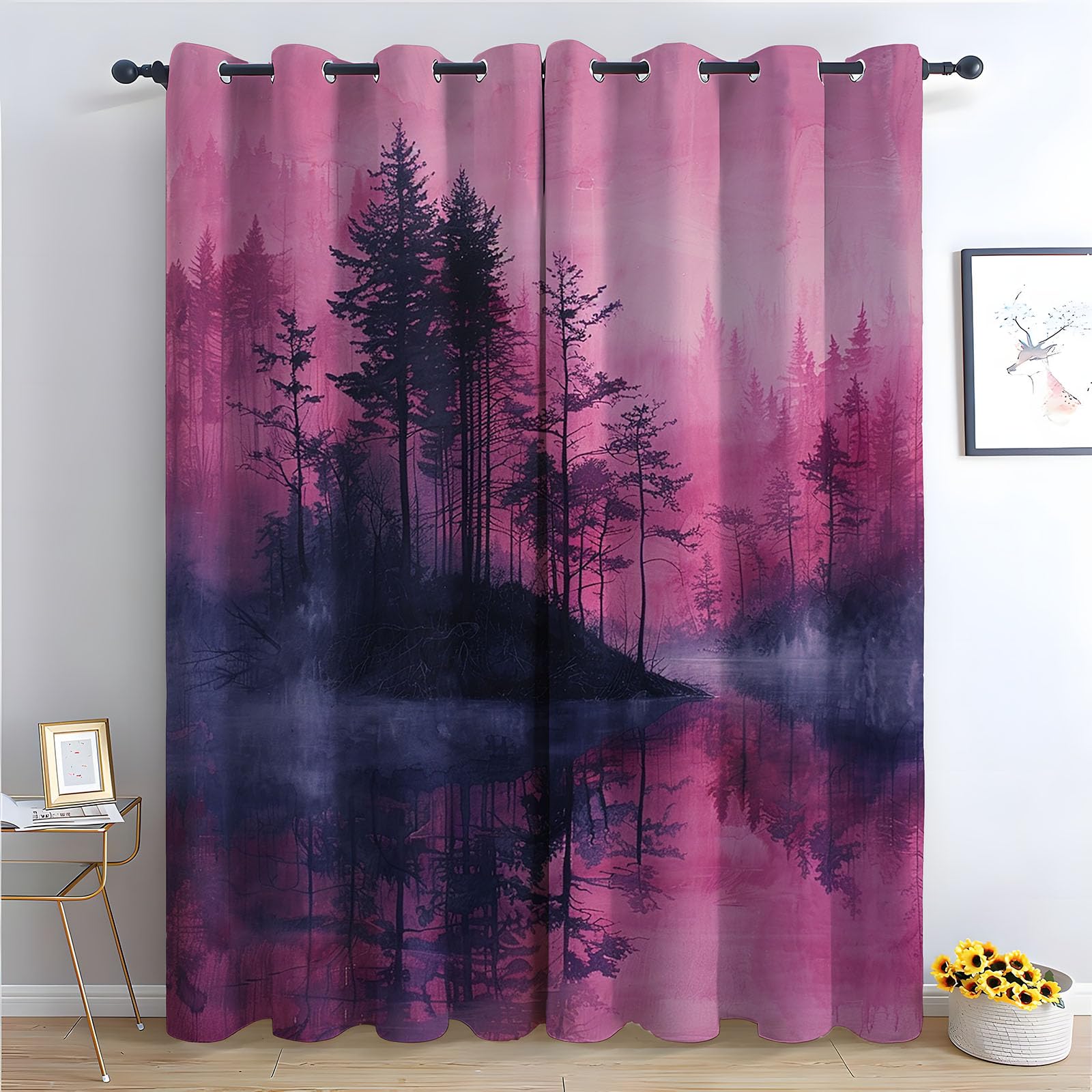 Rideaux forêt rose brumeuse occultants et thermiques pour isoler votre intérieur