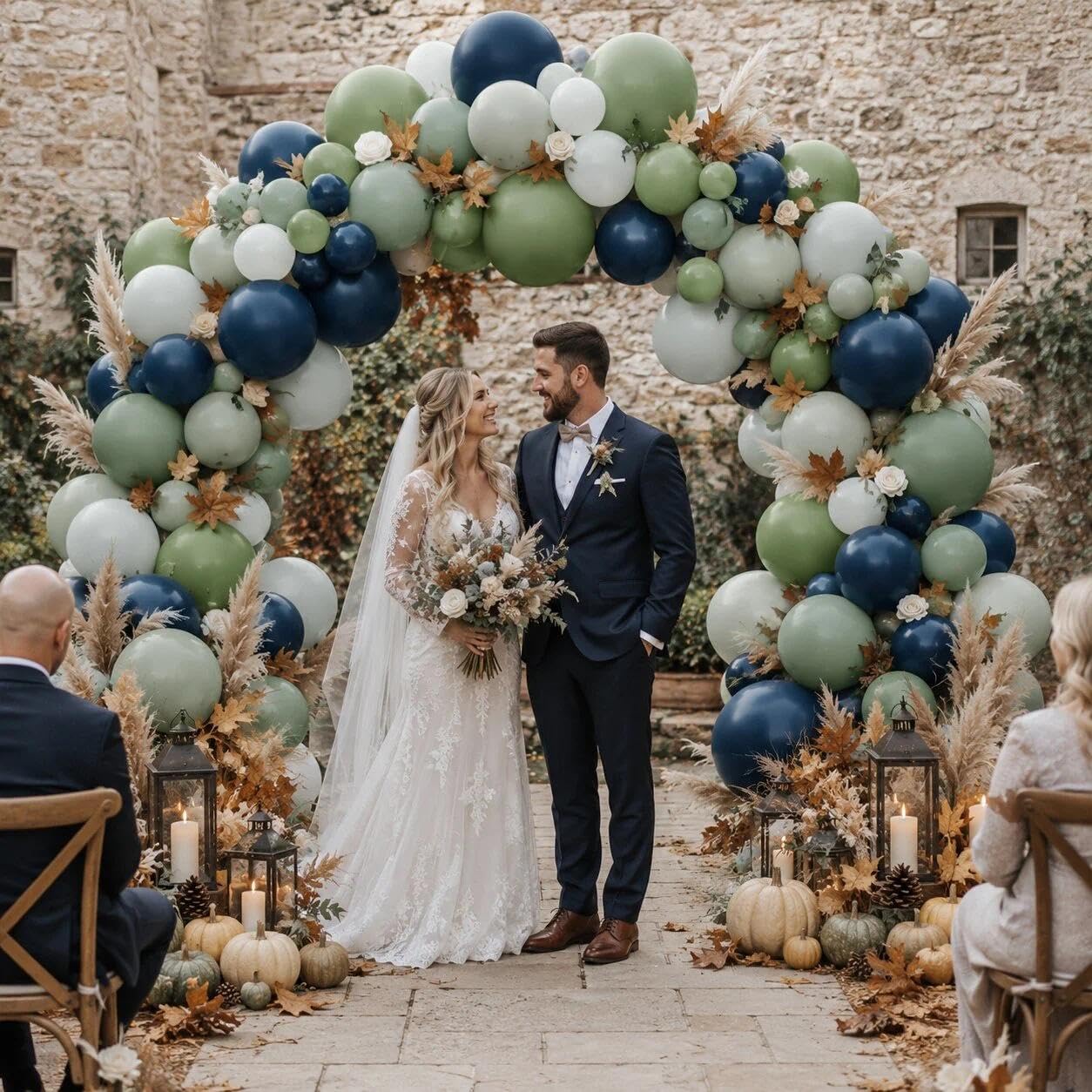 Kit de guirnalda de globos azul marino y verde con doble relleno, azul oscuro, verde salvia, pastel, para baby shower, selva, safari, boda, fiesta de cumpleaños