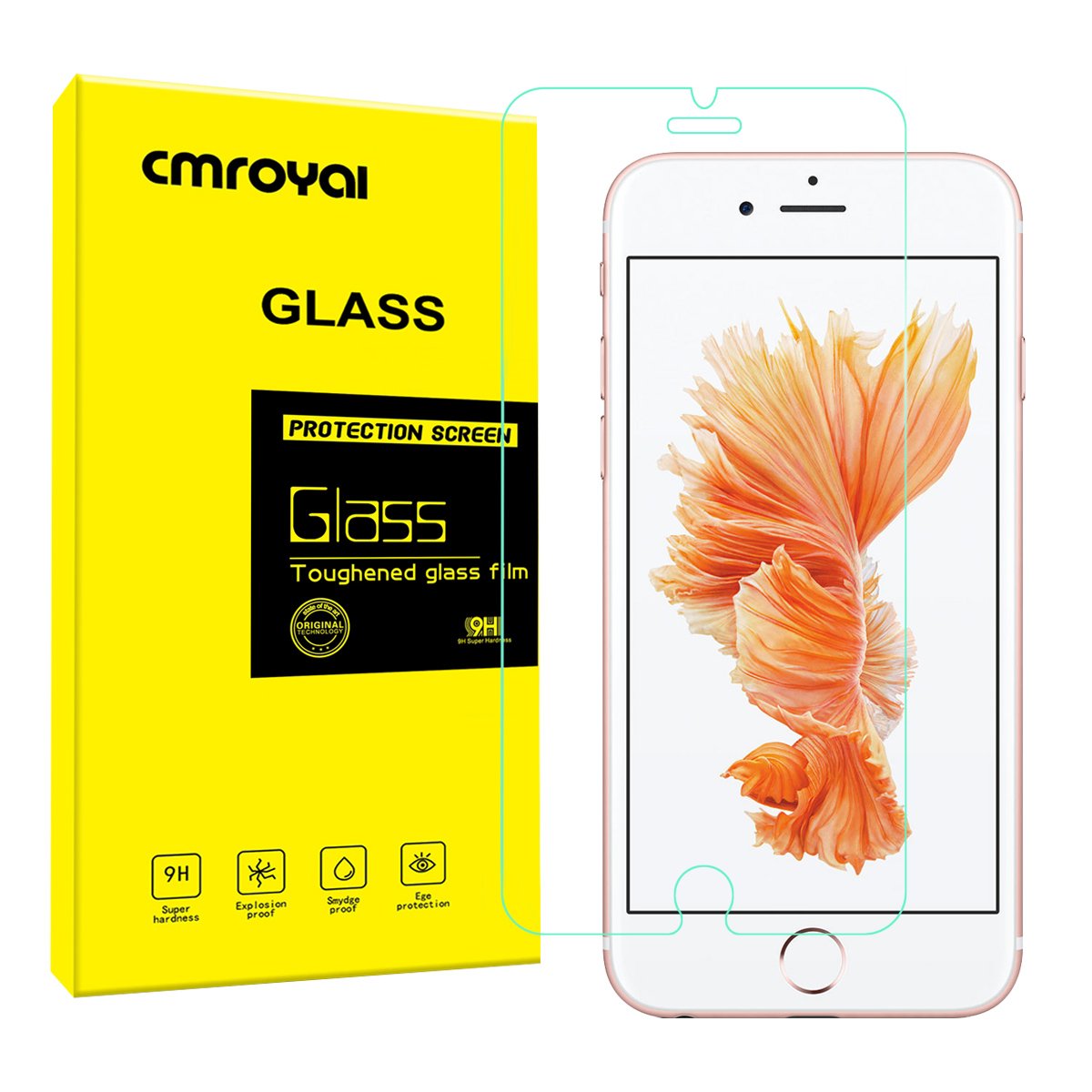 iPhone 6S/ 6 Screen Protector, Cmroyal Tempered Glass Screen Protector for Apple iPhone 6/6s [3D Touch Compatible][9H Hardness] [Crystal Clear] [Anti Fingerprint] [0.26mm]