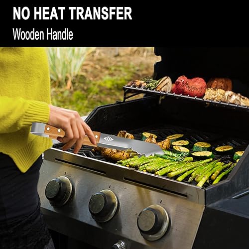 Miniatura 4 de Pinzas de barbacoa resistentes para parrilla al aire libre, herramienta de parrilla de 17 pulgadas de largo, utensilio de barbacoa de metal, mango