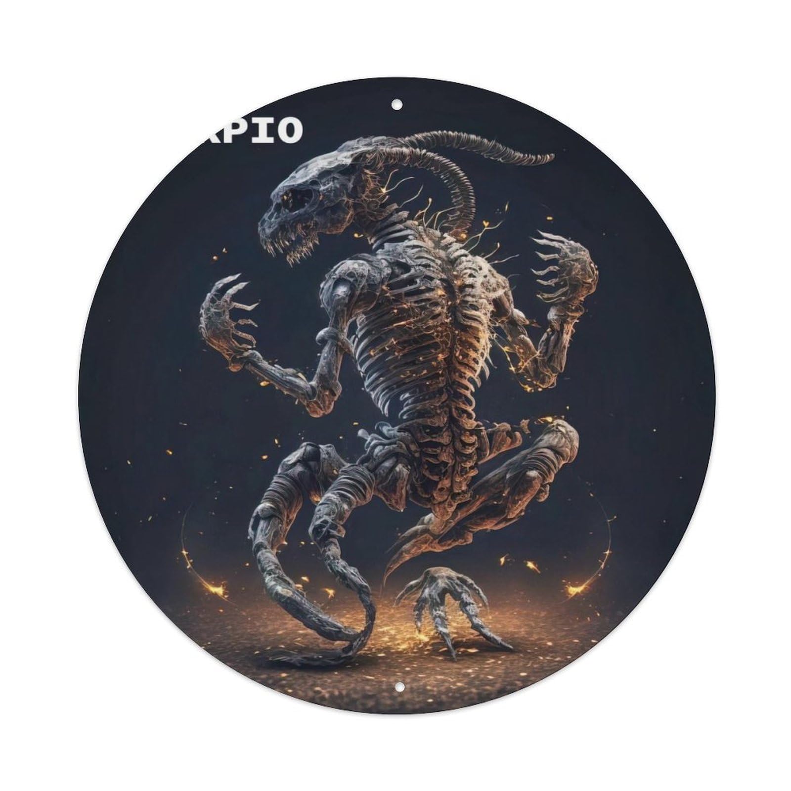 Monster Zodiac Signs Scorpio Vintage Metal Tin Sign Plaque Wall Decor for Cafe, Club, Garden Round Metal Poster 8x8Inch