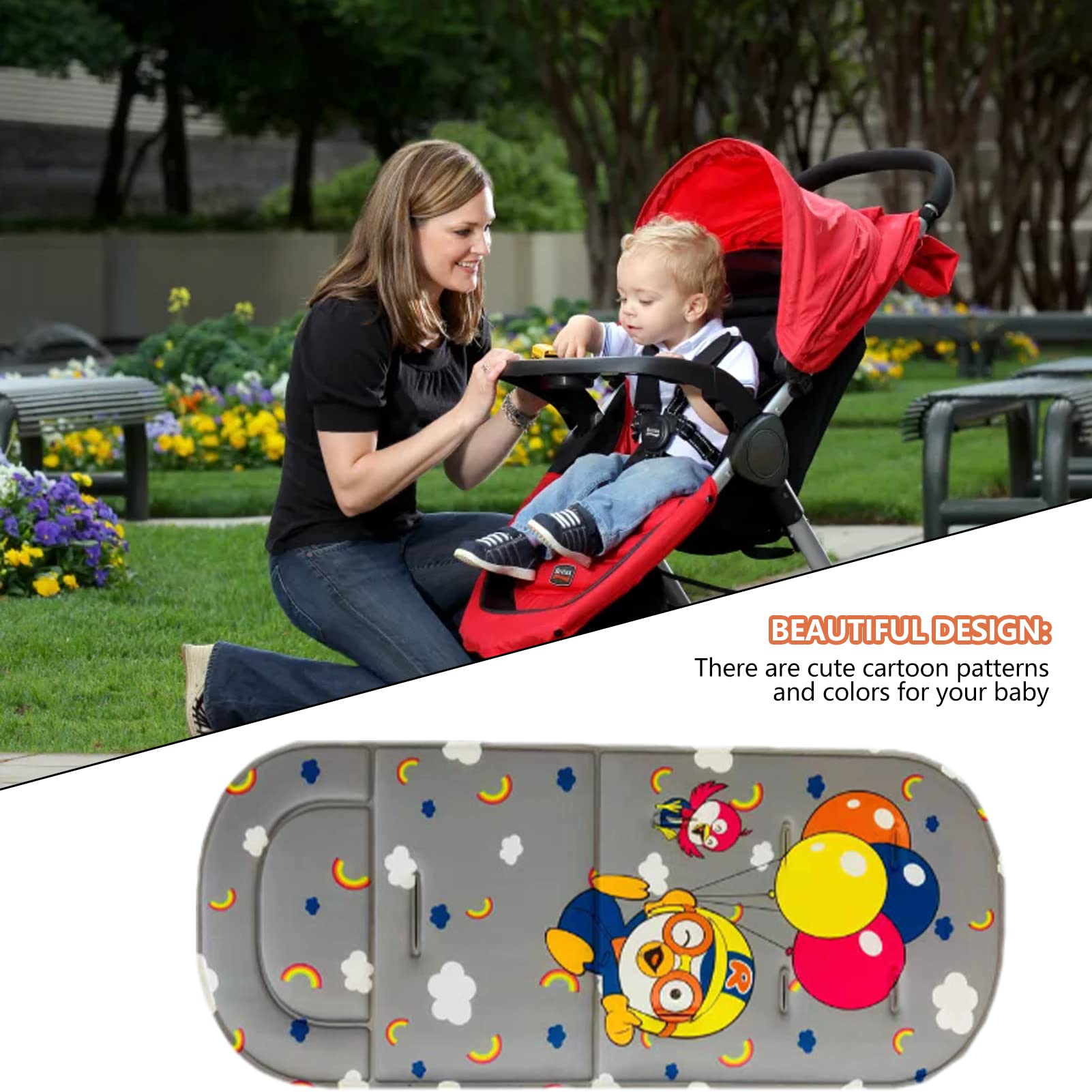 GIMOCOOL Sitzauflage Für Kinderwagen – 80x30 Cm, Atmungsaktiv, Leicht Zu Waschen, Cartoon-Muster