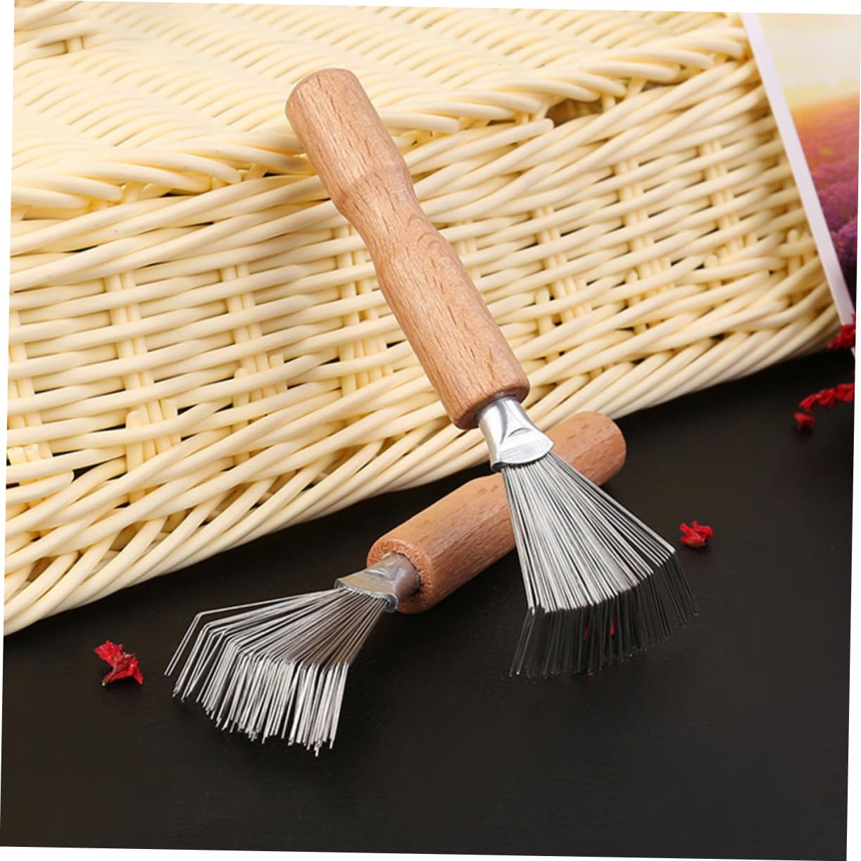 Healvian 12stücke Holzgriff Haarschneider-krallenreiniger Effektives Reinigungstool Für Haarbürsten Ergonomisches Design Für Heim Und Salongebrauch Robust Und Langlebig Einfache