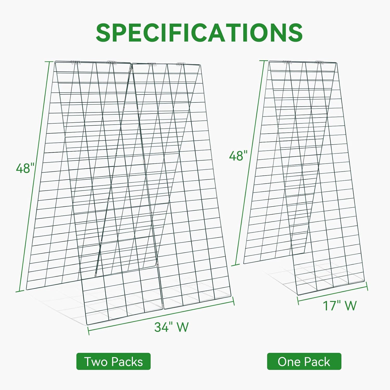 GROWNEER 34 x 48 Inches Foldable Cucumber Trellis A-Frame Garden Trellis with 328 Feet Twist Ties, for Cucumber, Climbing Plants Vegetables Flowers