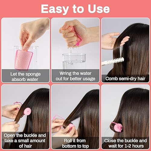 Miniatura 3 de 40 rodillos de espuma para el cabello, rodillos de esponja de 0.98 pulgadas para rizadores de cabello sin calor para cabello corto/largo, rizadores