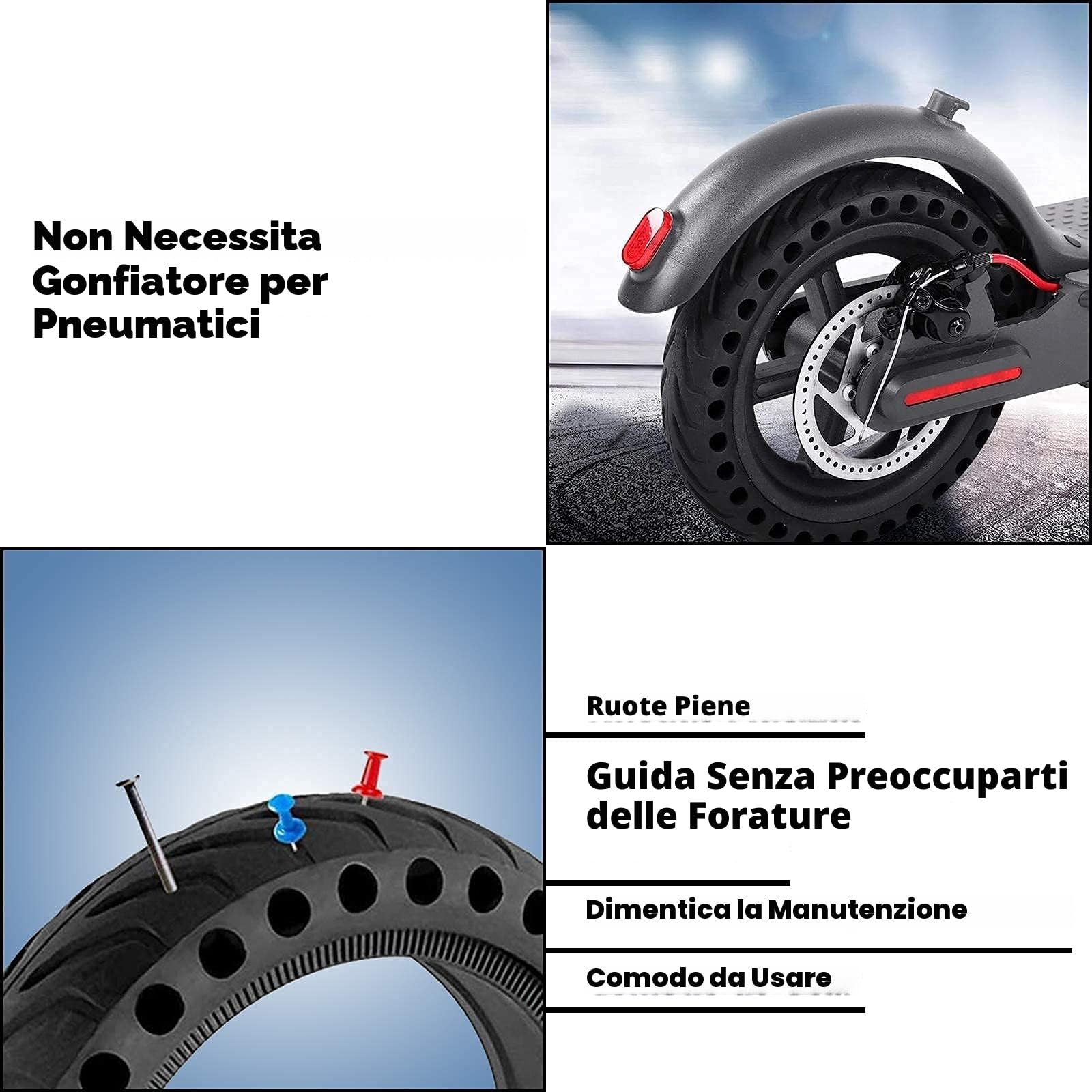 ANSENI® Pneumatico per Monopattino Elettrico, Antiforatura 8 1/2,per Xiaomi M365/Mi PRO 2/ 1S, Cecotec, e Tutti Gli Scooter da 8,5 Pollici