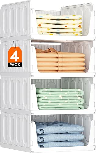 Lifewit 4 Pack Stacking Closet Organizers Shelf for Clothes 14"