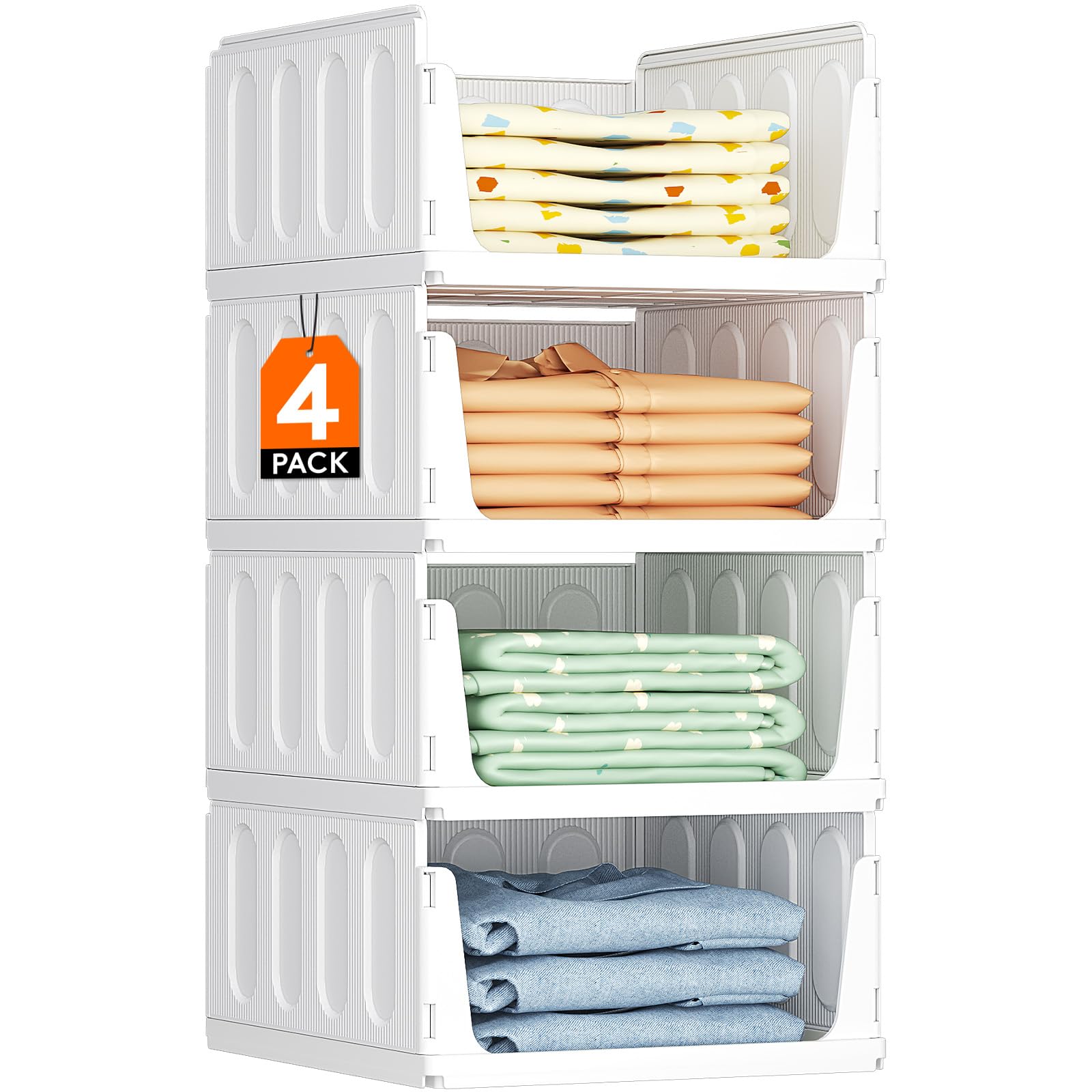 Lifewit 4 Pack Stackable Wardrobe Storage Organiser Hat Boxes 36cm Depth โ image 1