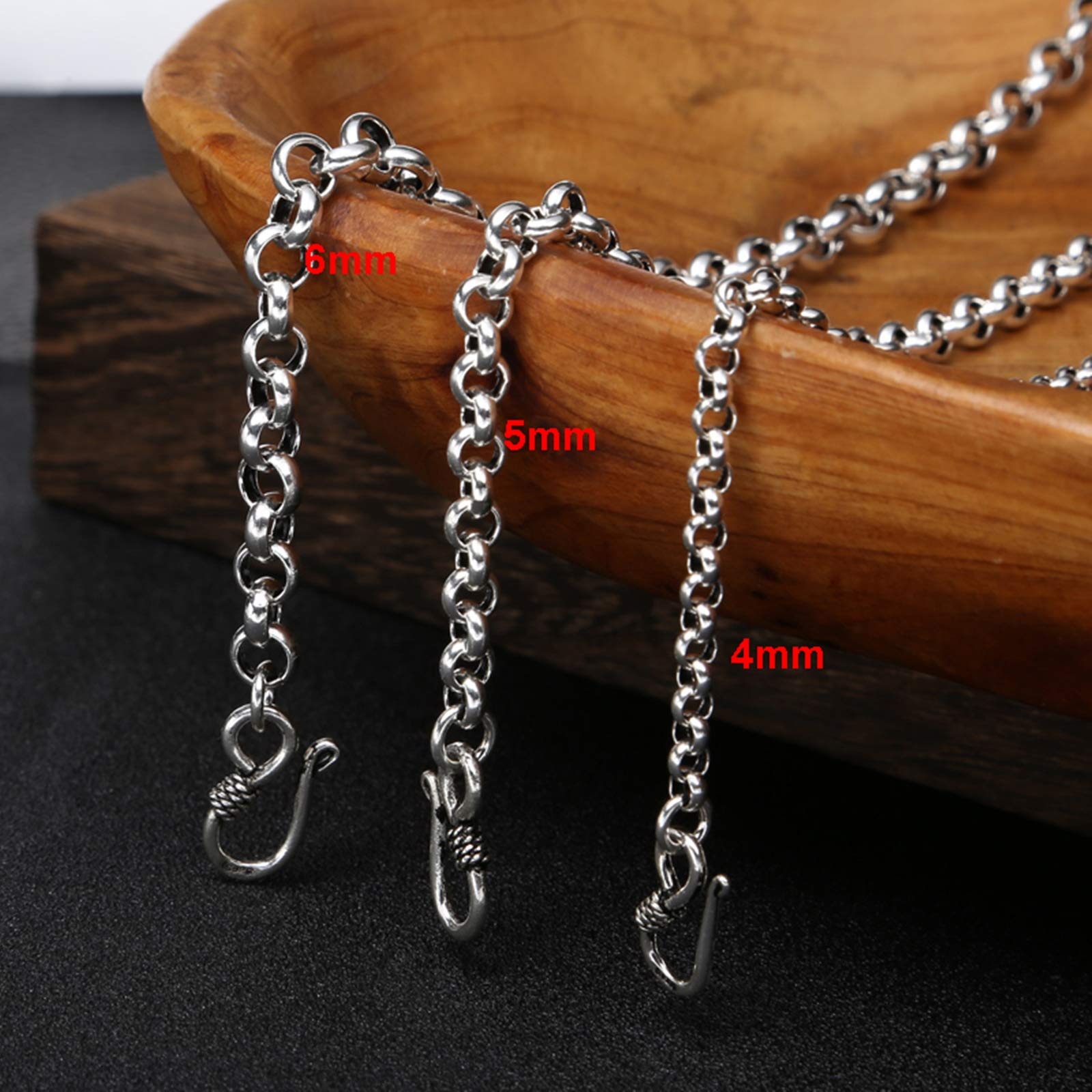 Beydodo Kette Männer Erbskette Kette 6 MM Breit 20 inch Halskette Sterling 925 Freundschaftskette Kette