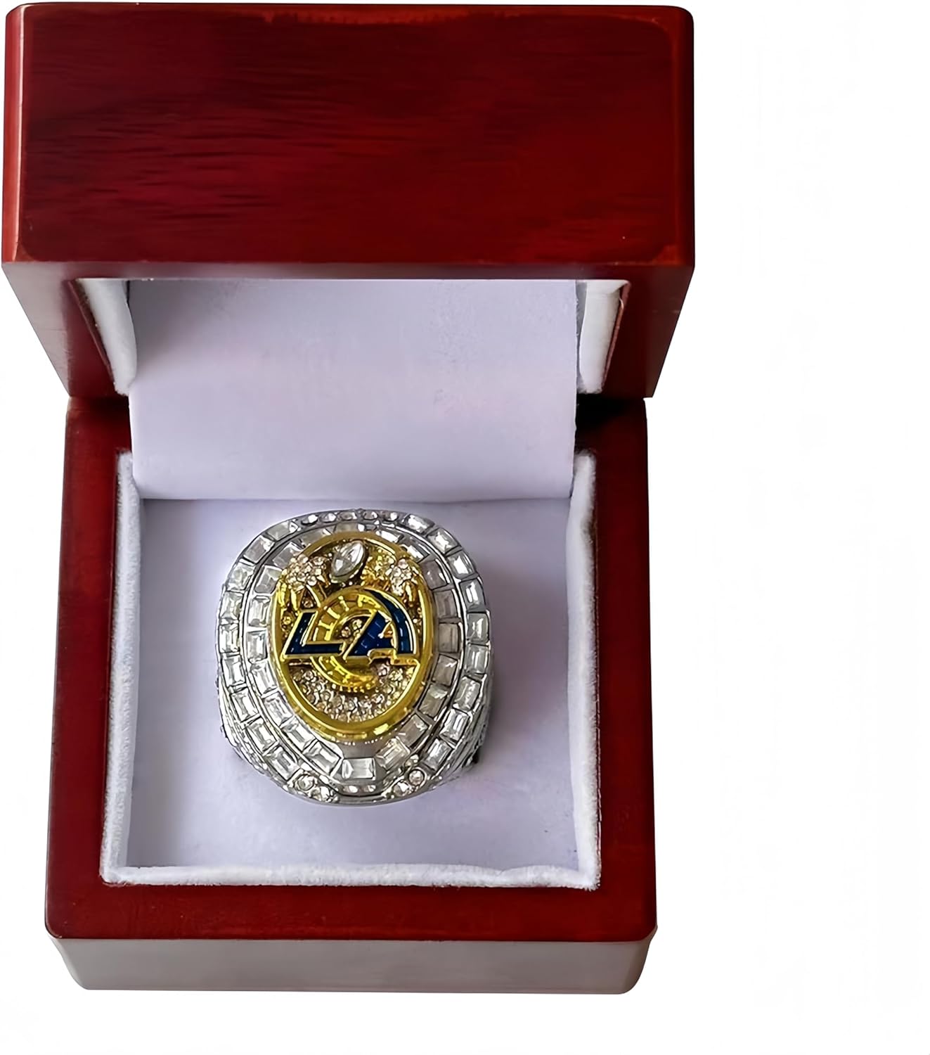 DmiTesoros NATIONAL FOOTBALL CHAMPIONSHIP RING 2021 Los Angeles ，CHAMPIONSHIP RINGS WITH WOOD BOX GIFTS FOR CHRISTMAS AND BIRTHDAY