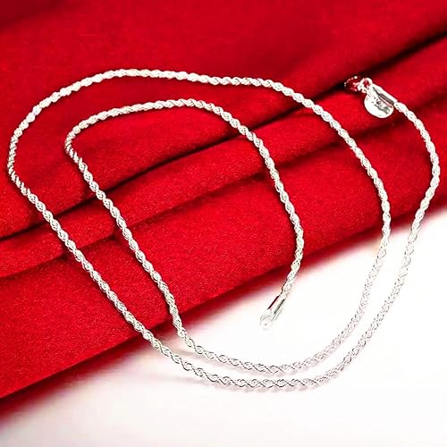 Miniatura 2 de 2 piezas de joyería de moda 925 chapado en plata de ley 925, collar de eslabones para llevar solo o llevar con colgante de 0.079 pulgadas (0.079 in)