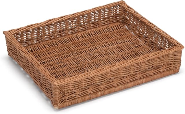 Prestige Wicker Large Display Storgae Basket 50x40Cm, Willow, Natural, 50 x 40 x 10 cm