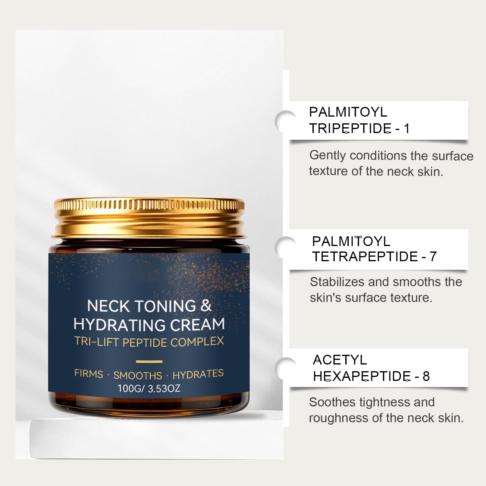 Crema antiedad para el cuello para pieles maduras: hidratante reafirmante con péptidos, tonifica y reafirma el cuello, reduce visiblemente las arrugas profundas y la textura flácida. (6pcs)